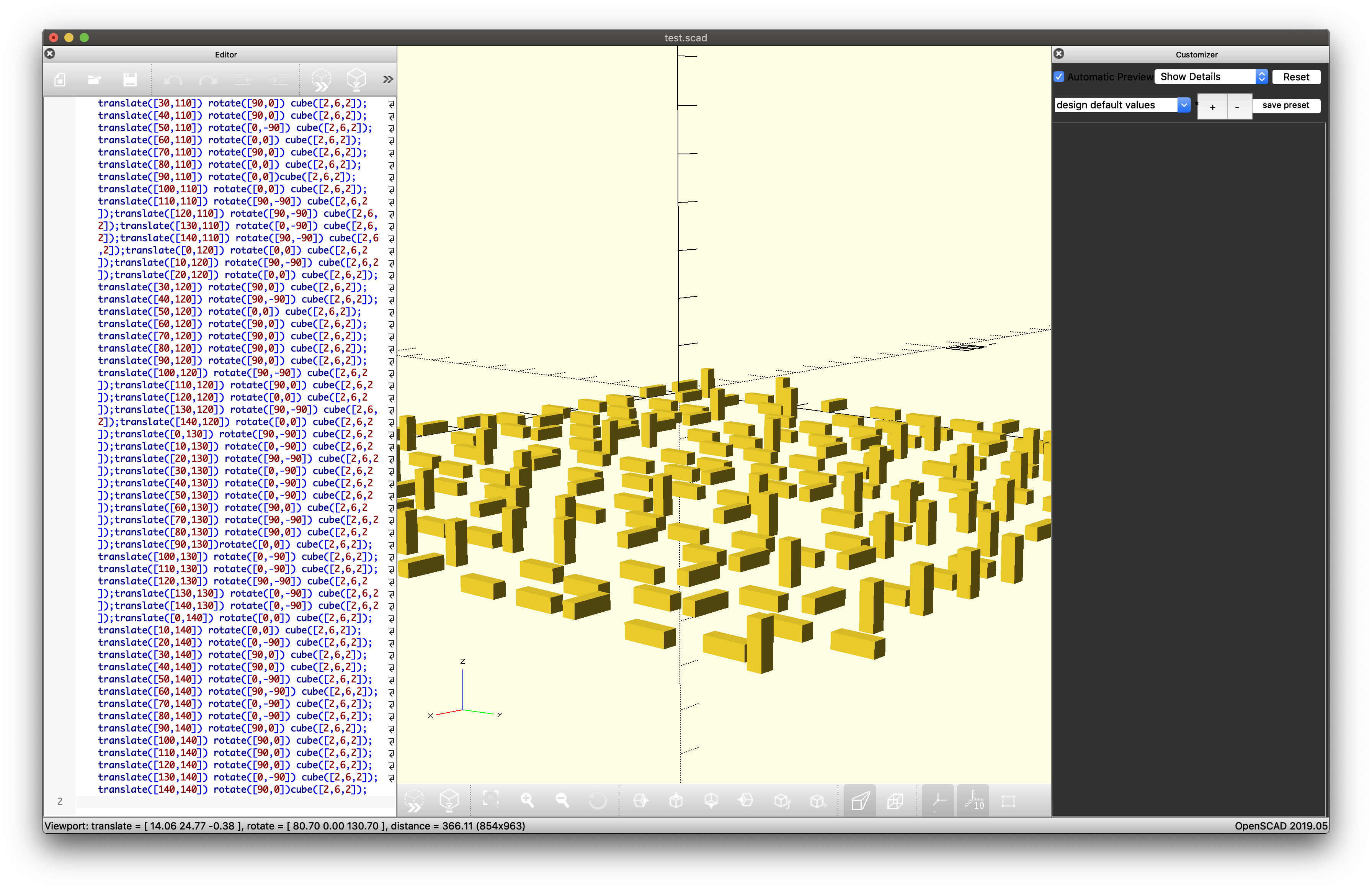 SCAD cube grid